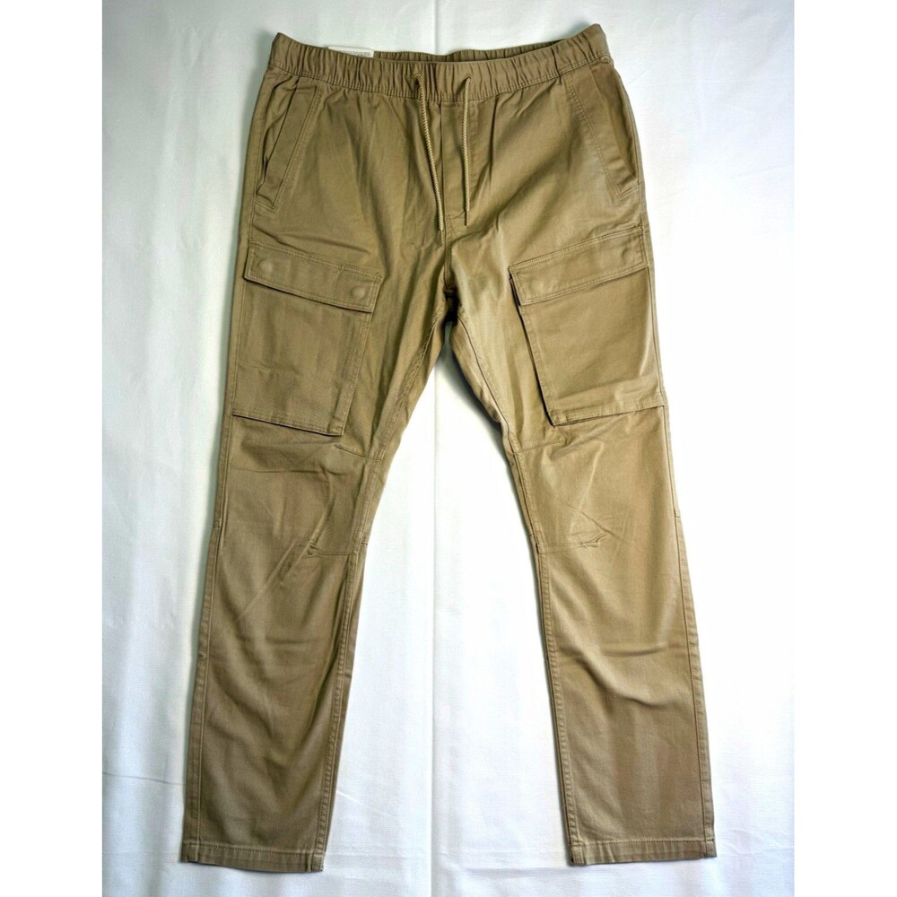 H&M Men's Beige Skinny Cargo Pants Size L 36W x29 Inseam Cotton Twill Pockets